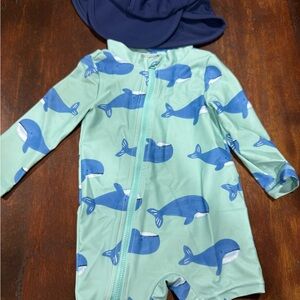 Carter's Aqua and Blue Whale Baby Swimsuit